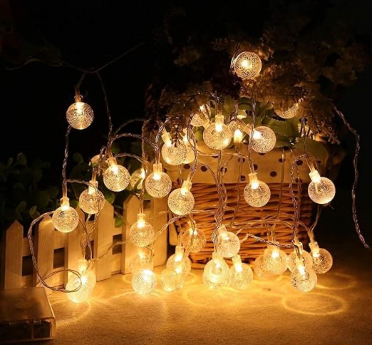 Crystal Ball LED String Lights — 16-LED Flameless & Smokeless Decorative Lighting