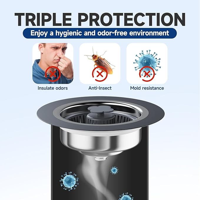 Premium Steel Sink Strainer with Anti-Clogging Basket