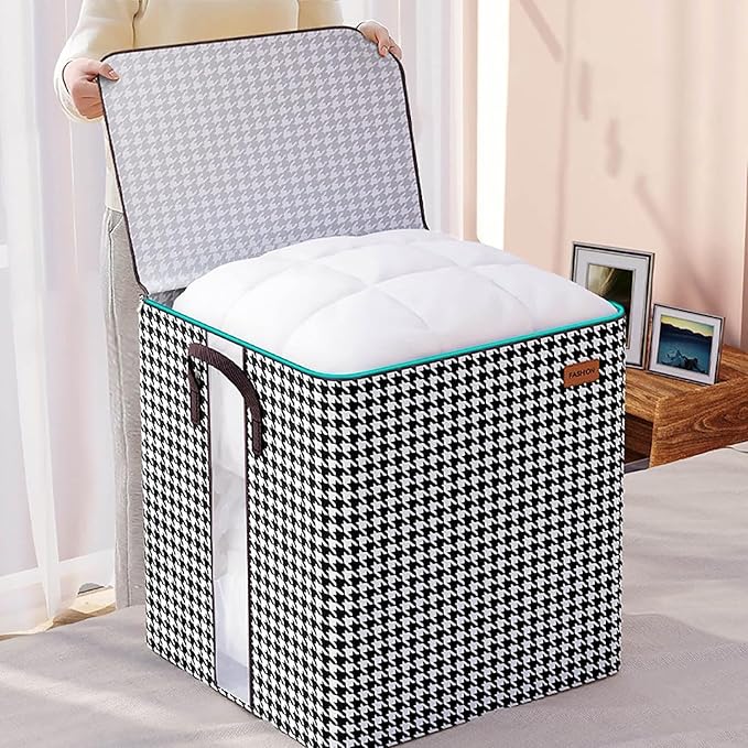 Foldable Blanket & Bedding Storage Bag with Handle & Clear Front Window