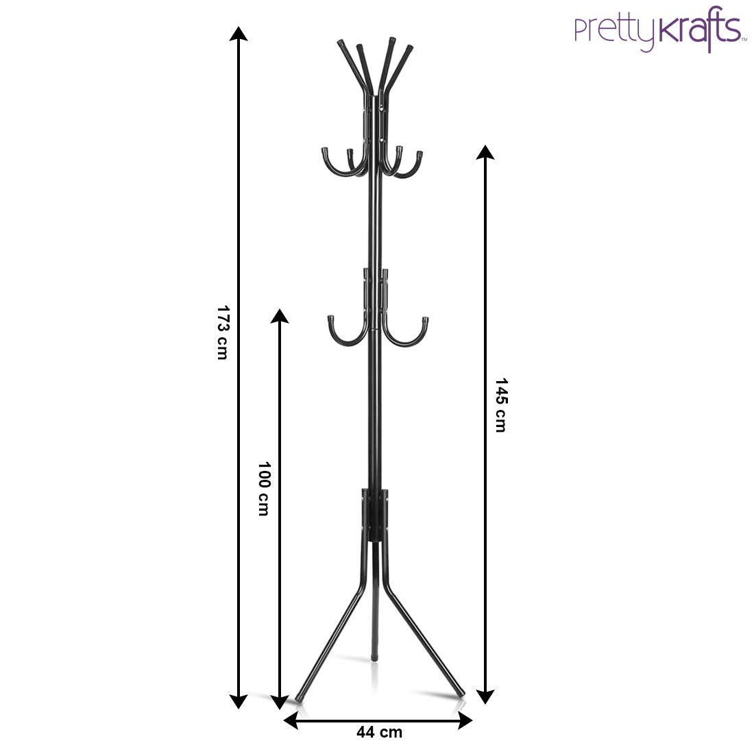 PrettyKrafts 6-Hook Wrought Iron Coat Stand – Space-Saving Organizer