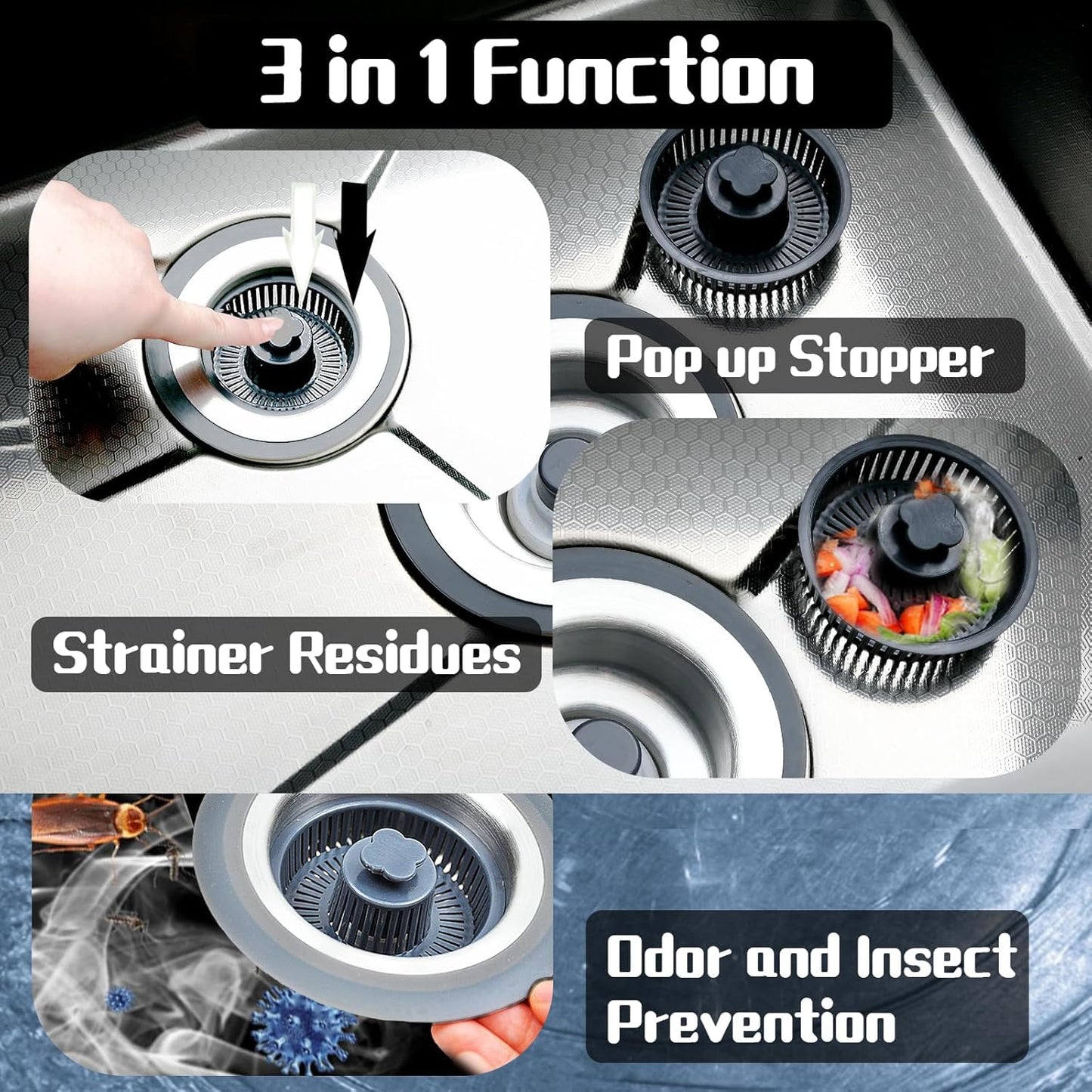 Premium Steel Sink Strainer with Anti-Clogging Basket